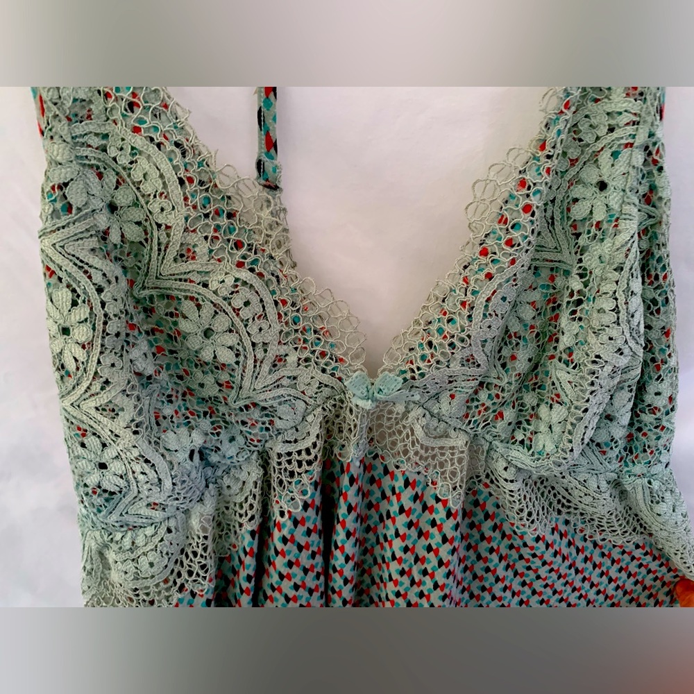 Victoria’s Secret Nightie- light blue geometric print with Lace (XL)